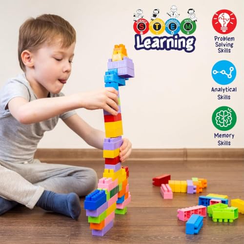 Image of DIY Building Blocks Set for Kids, 200 Pieces Construction Toy with 32 Wheels, Build 8 Toy Cars, STEM Educational Building Kit, Creative Learning Blocks for Boys & Girls 3+ Years