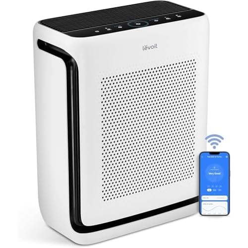 LEVOIT Air Purifiers for Home Large Room Up to 1800 Ft² in 1 Hr with Washable Pre-Filter, Air Quality Monitor, Smart WiFi, HEPA Sleep Mode for Allergies, Pet Hair in Bedroom, Vital 200S-P, White