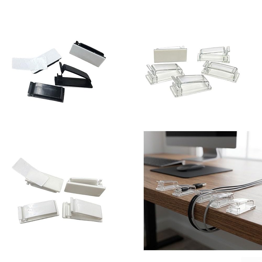 100pcs Organizador Cables, Clips Gestión Cabos Escritorio 100pcs(Transparent)