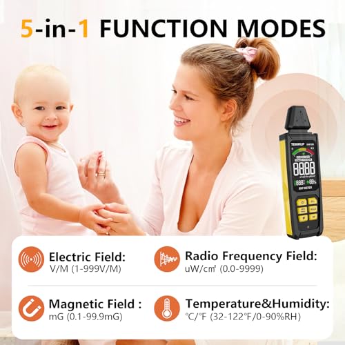 Detector EMF 5 en 1, Medidor Radiación Electromagnética miniatura 3