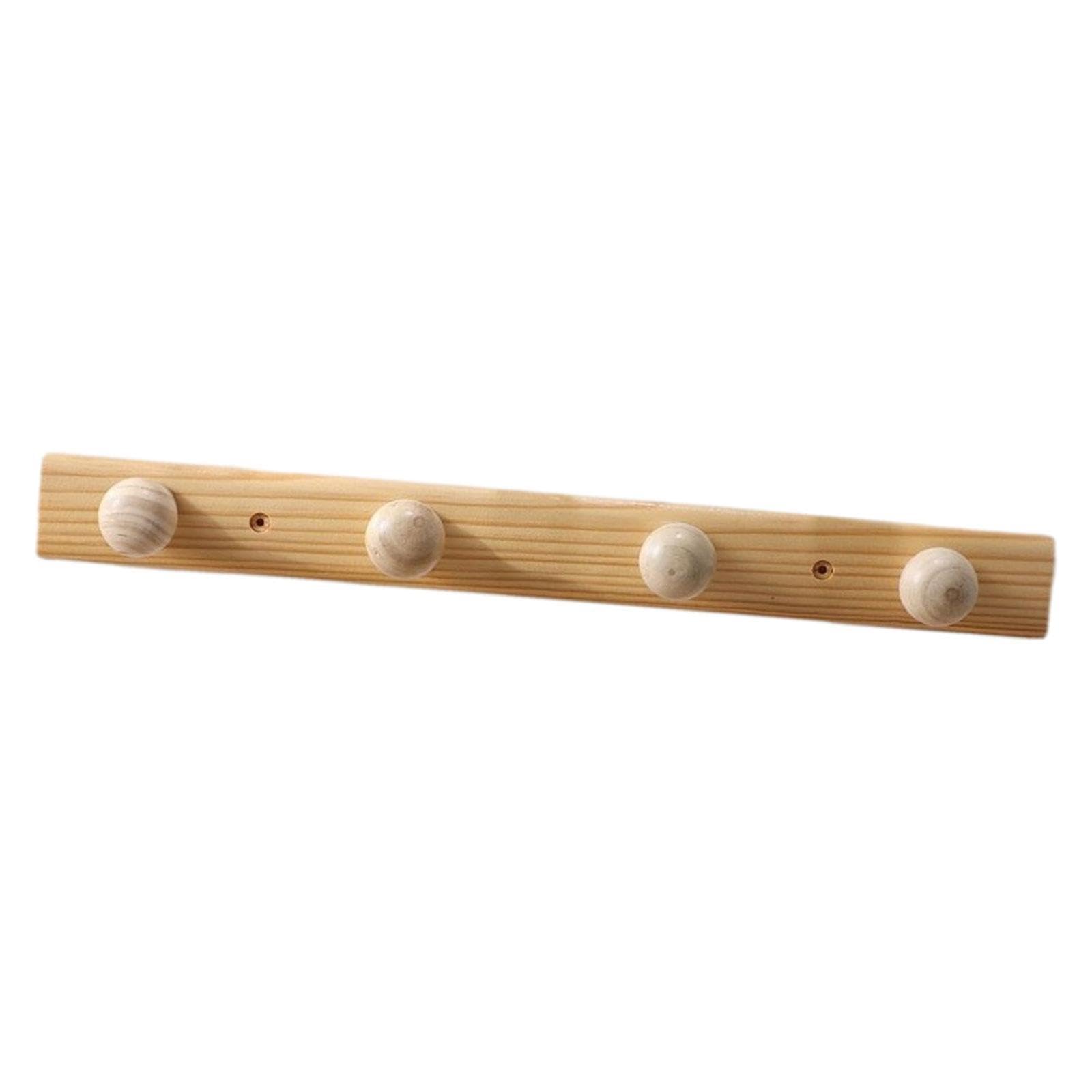 Pixzcsa Wood Color Rustic Wooden Coat Hooks Wall Mount Heavy Duty For Coats Hats Towel Bags Scarves In Entryway Bathroom Living Room Coat Hooks Wall Mount Door Hanger Rack, 4