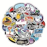 冬スキーステッカー 50枚、ノートパソコン、日記帳、バイク、ヘルメット、ウォーターボトル、荷物、スケートボード、プランナー、スクラップブッキング用防水ステッカー (スキー)