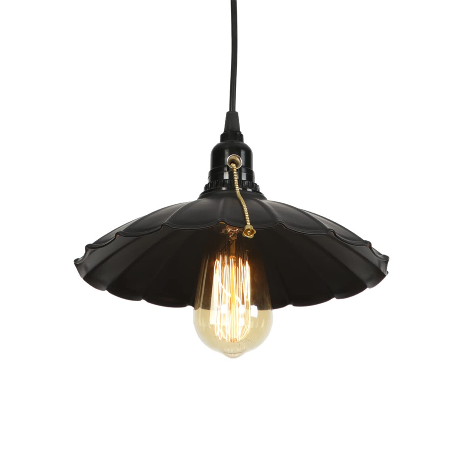 DMNSDD Pendant Lights with Zipper Switch, Black Industrial Chandelier Lighting, Adjustable Cord Hanging Ceiling Lamps for Kitchen Island