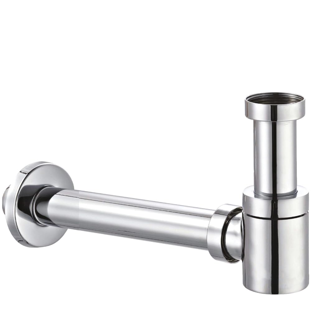 Schläfer 3939603 | Sifone Universale Salvaspazio per Scarico Lavandino Bagno a Vista in Ottone Cromato, Telescopico e Regolabile, per Lavabi Bagno e Bidet a Appoggio o Sospesi, Scarico 1"1/4
