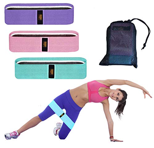 DMY Resistance Bands for Legs and Butt Exercise Bands - Non Slip Elastic Booty Bands, 3 Levels Workout Fabric Bands Women Sports Fitness Band for Squat Glute Hip Training