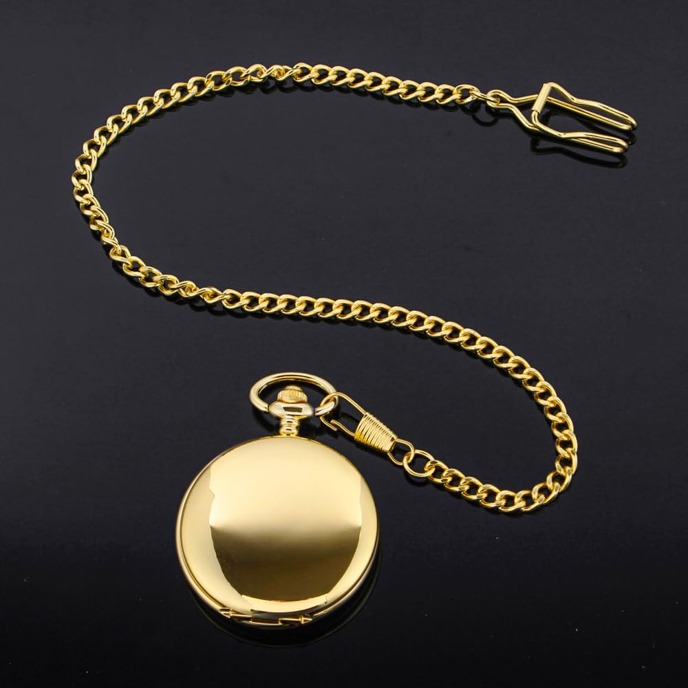 Tiong Vintage Taschenuhr mit Kette Römische Ziffern Skala Einzigartige Quarz mit Kalender Taschenuhren Geburtstag Geschenke Vatertag
