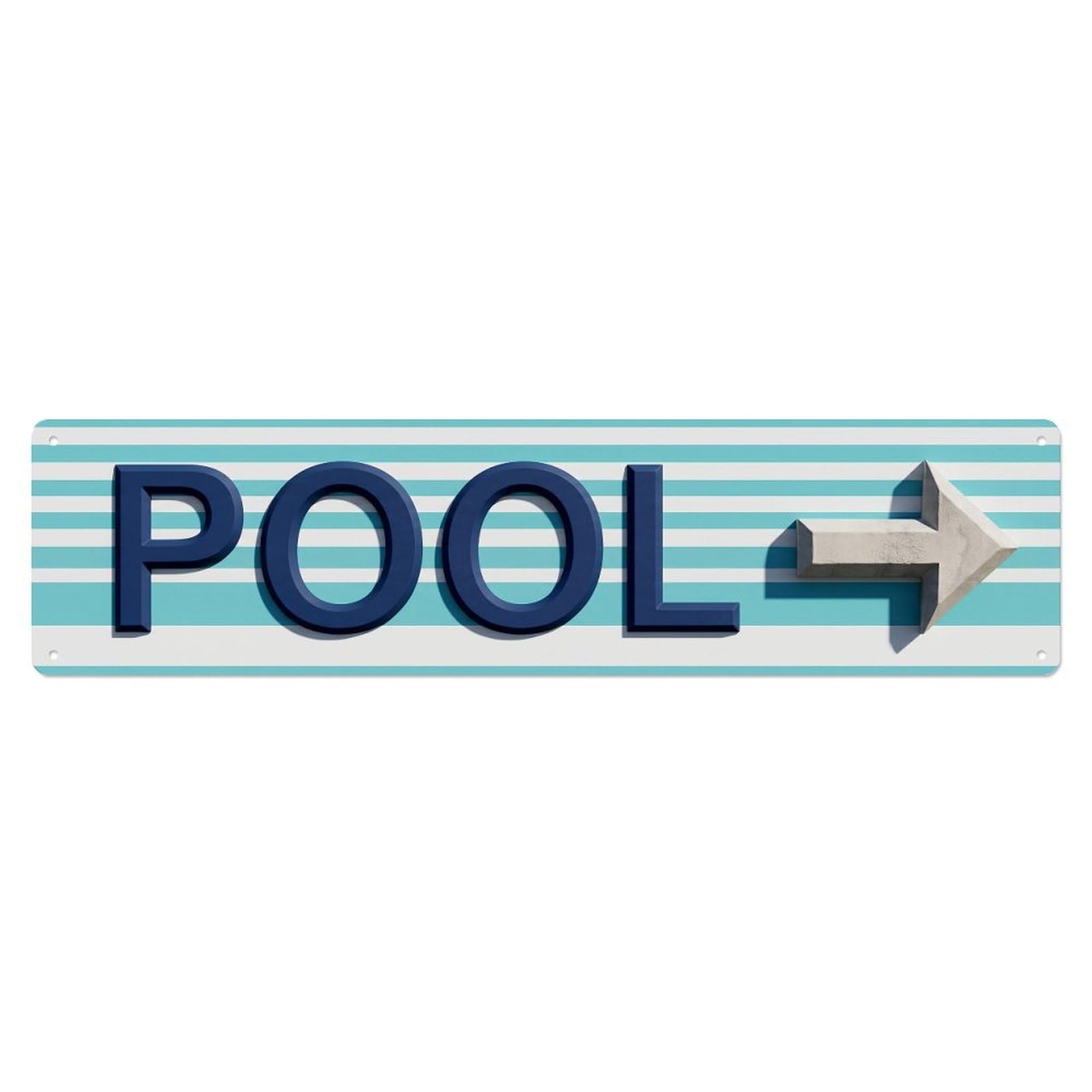 Swimming Pool Striped Beach Metal Tin Sign