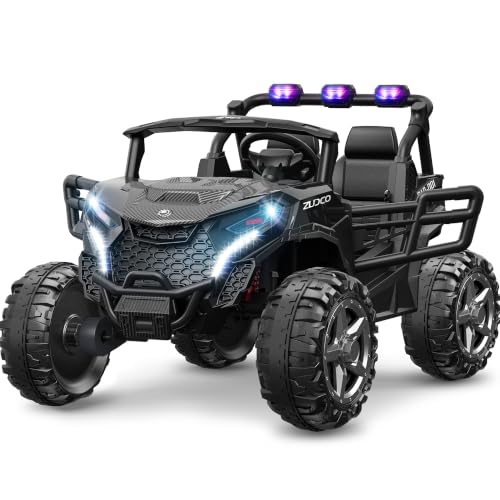 ARBELI 24V 4WD 2 Seater Ride on Toy Car for Kids 3-8, EVA Tires, Black