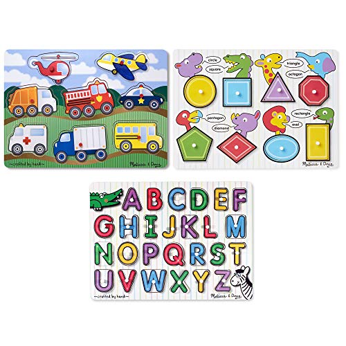 Peg Puzzle Bundle - Alphabet, Vehicles, Shapes