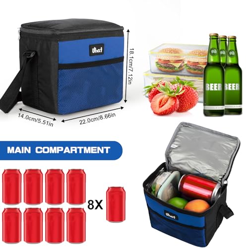 Uhat Adult Cooler Lunch Box Small Cool Bag 5L Dual Compartment Thermal Bag for Work School Day Trip (Blue) - Image 2
