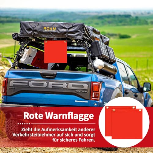 Rote Warnflagge 30x30cm Rote Fahne überlänge Wetterfest Warnfahne Warnflaggen mit Gummiseil Kupferschnallen Flagge für Auto Wohnwagen Anhänger Fahrradträger,2 St Rot Fahne für Transport
