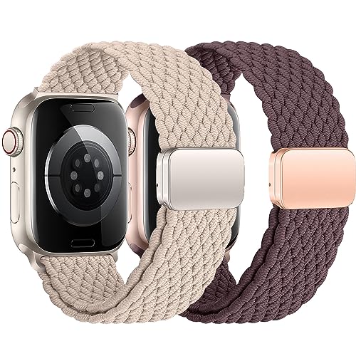 Bracelet tressé Apple Watch aimanté 38mm 40mm 41mm, résout le problème de taille, nylon 2PCS