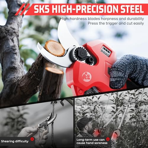 Image of Electric Pruning Shears for Gardening,Garden Shears Cutter 0.5 Second Shear Speed 0.8-1.4 inchCutting Diameter Brushless Trimming Branch,Pruning Shears with 6000 Cuts of 2 Rechargeable Battery