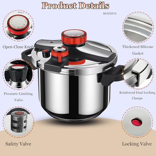 Olla a presión Acero inoxidable 8.0 L MOYIDUE miniatura 5