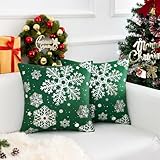 federa cuscino 45x45 federe cuscini natalizi decorativo fiocchi di neve copricuscini natale divano velluto moderni copriguanciale con cerniera per divani camera invernali (2 pezzi, verde)