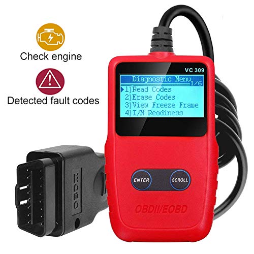 Escáner OBD2, lector de código OBDII comprobador de códigos de avería de coche, lector de códigos de diagnóstico de coche, herramienta de escáner de automoción todos EOBD/OBD II Protocolo de coche