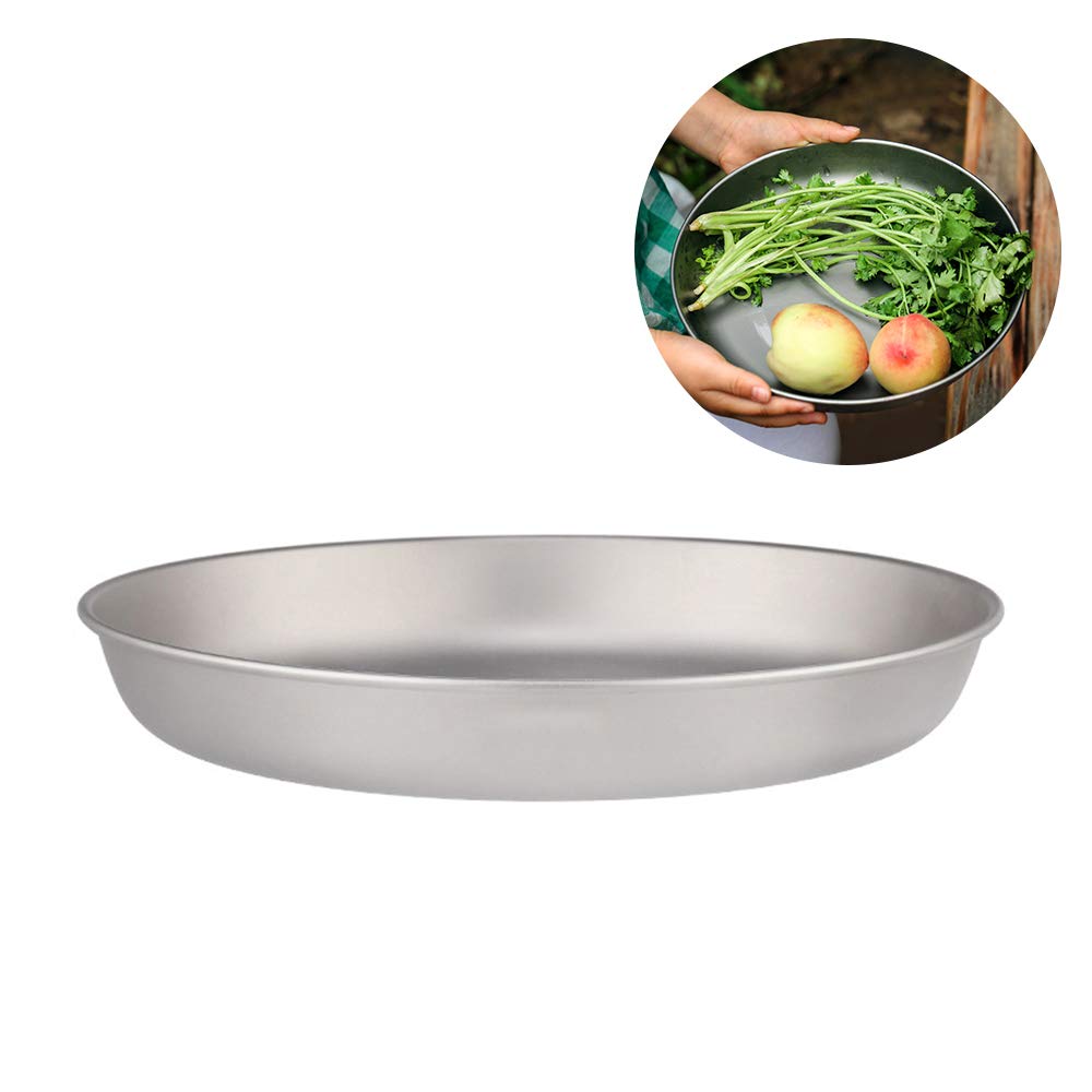 Titanium Plate, 700ml ium Plate Ultralight Dinner Fruit Plate Frying Pan for Outdoor Camping Hiking Backpacking Picnic BBQ,ium plate