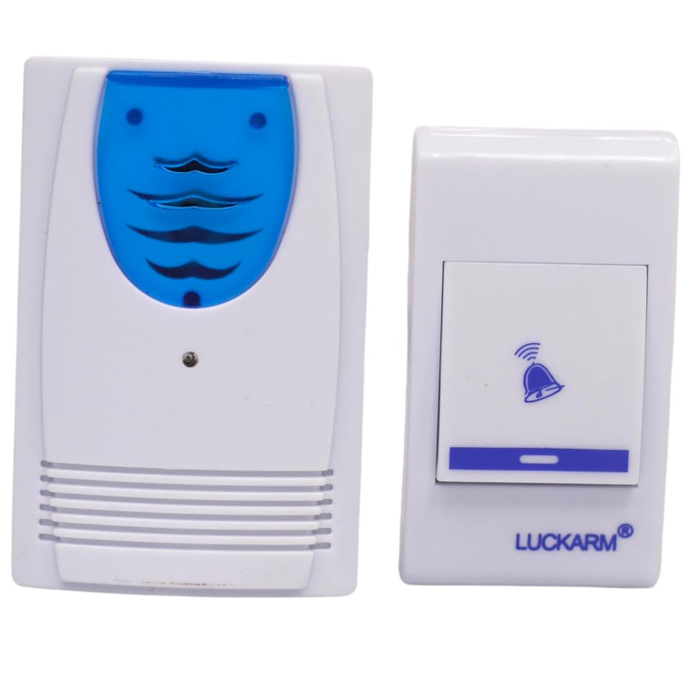 LUCKARM Intelligent Digital Wireless Remote Control Door Bell with Long Lasting Battery 1 Remote Control 1 Wireless Receiver Doorbell 32 Ringtones Up to 150M (BLUE)