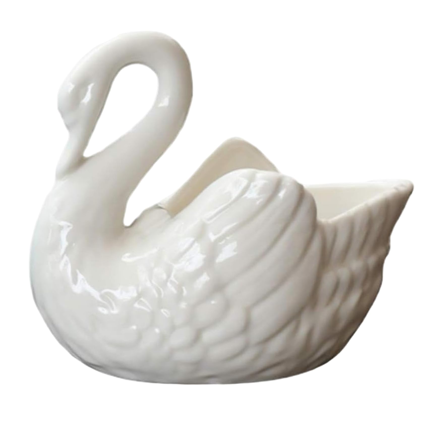 Takingup Swan Planter, Ceramic Swan Vase with Drainage Hole for Succulents, Decorative Indoor & Outdoor Desktop Planter Home Decor, White - Ceramic
