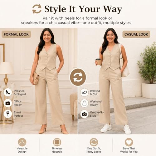 Image of Women Cotton Blend Western Co-Ord Set | Stylish Top & Pant Set for Women | Dress For Womens | Casual High Waist Solid Pant Outfit