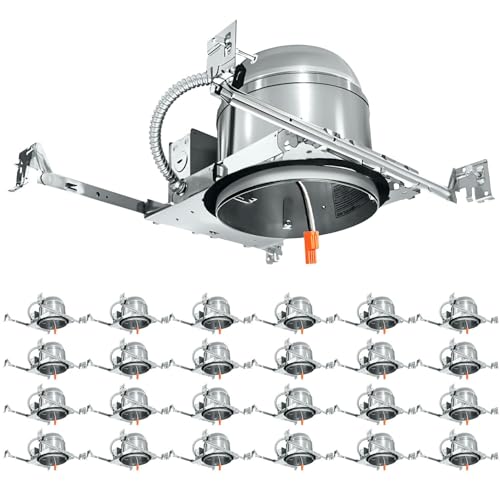 mw 24 Pack 6 inch Recessed Lighting Housing Can Light New Construction, Air Tight Ceiling Can with...