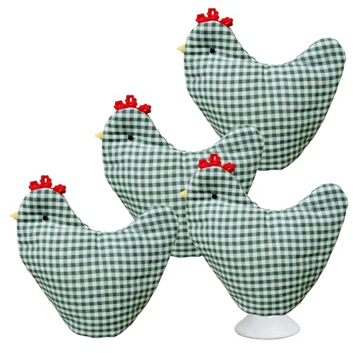 matches21 HOME & HOBBY Eierwärmer 4er Set im Landhaus-Stil - Schöne Huhn Ei-Wärmer grün weiß kariert - 9 x 12 cm große Abdeckung für Frühstücks-Eier als Küche Tischdeko
