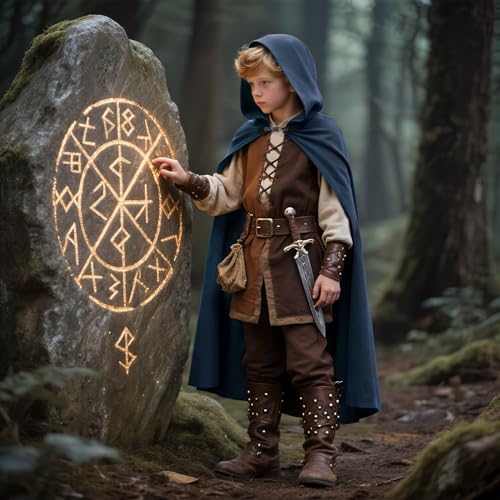 Capa Medieval Renacentista con Capucha para Niños JPXH miniatura 2