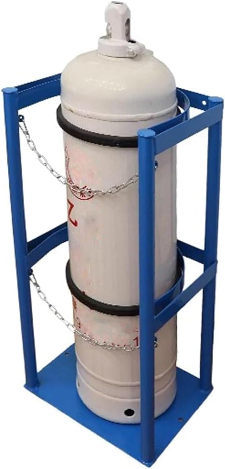 OWOHYG Oxygen Tank Cart Blue Steel Gas Cylinder Fixed Rack With Protective Chain,39 35 In Hight Cylinder Tank Rack,Gas Cylinder Organizer Shelf Oxygen Tank Bracket Holds.Blue-15.4 x 11.8 x 31.5 in