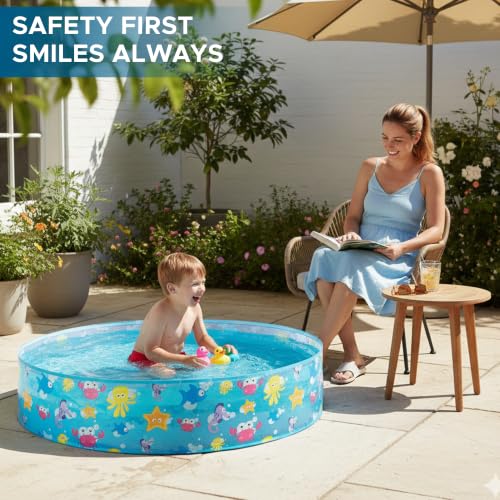 Image of NHR Rigid Wall Swimming Pool for Kids (122 x 25 cm, 4 Feet), 277L Round Ocean Life Water Splash Bath Tub for Toddlers, Non-Toxic Transparent PVC Outdoor Indoor Garden Lawn Water Pool
