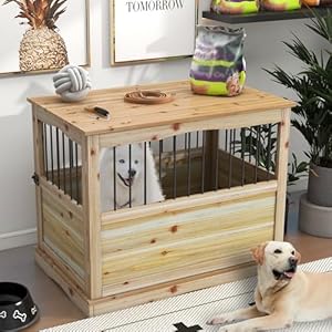 TAOHFE Solid Wood Dog Crates for Medium Dogs, Multifunctional Dog Kennel Furniture, Sufficient Space for Pets Dog Kennel Indoor, Medium Dog Crate Furniture with Reliable Metal Lock