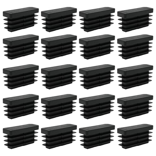 yueton 20PCS Black Rectangle Plug Furniture End Caps Plastic Rectangular Tube Plug for Furniture Foot Chair Legs