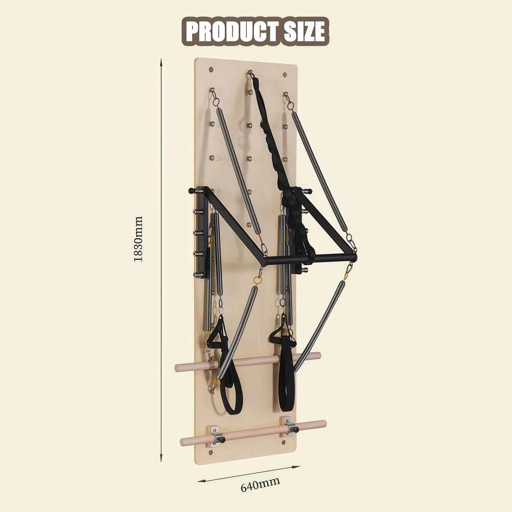 Máquina Reformer Pilates Pared, Tabla Pilates Madera Arce con Resortes Resistencia, Equipo Yoga y Fitness para Flexibilidad & Equilibrio, Gimnasio Doméstico & Studio