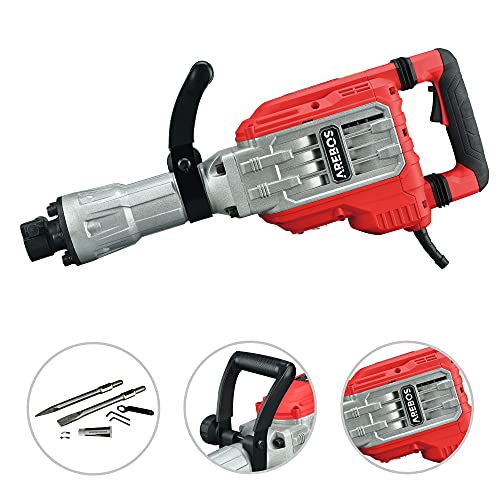 Arebos Abbruchhammer Schlaghammer 1700W Bohrhammer Betonhammer | 60J Schlagkraft | 1900 Schläge/Minute | Inkl. Spitz- und Flachmeißel und Koffer mit Rädern – Bild 4