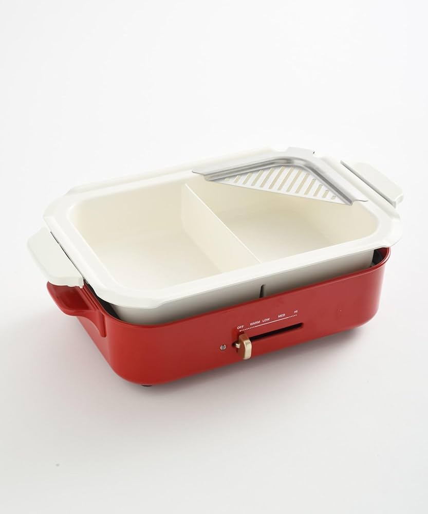 （別売り鍋付き）BRUNO ホットプレート  BOE021-RD BRUNO BRUNO ブルーノ コンパクトホットプレート BOE021-RD