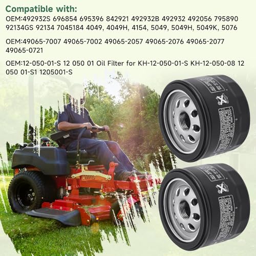 Image of 49065-0721 Oil Filter 49065-7007 Compatiable with Kawasaki FR730V FX730V FR691V FS691V FR600V FX691V FS651V FR651V FX600V Engines 2Pcs
