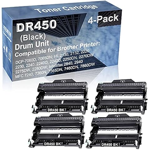4-Pack Compatible DR450 DR-450 Drum Kit use for DCP-7060D, DCP-7065DN, HL-2130, HL-2132, HL-2220, HL-2230 Printer (Black) Cover