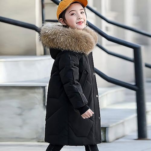Girls' Winter Coat Heavyweight Long Puffer Jacket Kids Insulated Parka with Fu𝐫 Hood Down Jacket Toddler Clothes Boys4