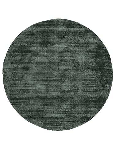 carpetfine Viskoseteppich Rund AVA Dunkelgrün Ø 160 cm | Moderner Teppich für Wohn- und Schlafzimmer Cover