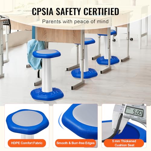 Image of VEVOR Kids Wobble Chair, Active Chair with Sponge Cushion, Wobble Stool Improves Focus, Posture and Calm Children, Ideal for Schools and Home, Age 7-14, Blue