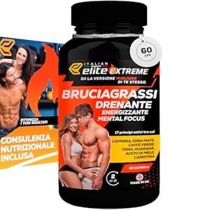 Italian Elite® Elite Extreme vetverbrandingssupplementen, 60 capsules, thermogeen, afvallen, drainage, energetiserend, ontgiftend, mentale booster.