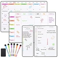 POPRUN Magnetic Calendar Whiteboard for Fridge, A3 Family Weekly & Monthly Planner, Daily Meal Planner Board, To Do List, Dry Erase Fridge Calendar Board Kit Monday to Sunday with 6 Markers (4 Pack)