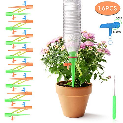Preisvergleich Produktbild Colmanda Automatisch Bewässerung Set, 16 Stück Automatisch Bewässerungssystem Upgrade Version Bewässerungs Spikes Einstellbar zur Pflanzen Bewässerung Blumen Bewässerung Zimmerpflanze Bewässerung