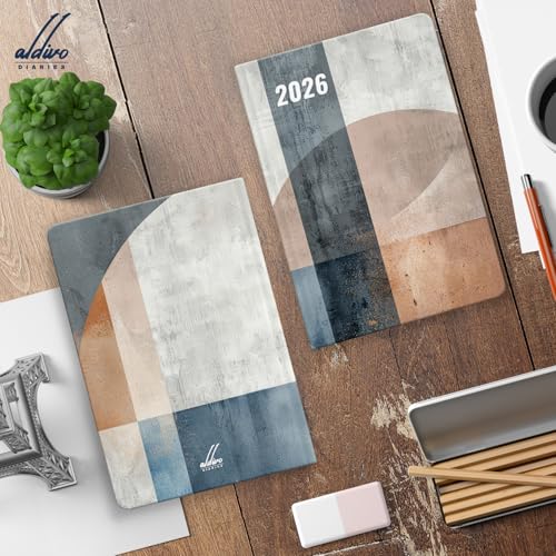 Image of ALDIVO Paper Cover Hard Bound New Year Diary 2026 | A5 Size 365 Days 2026 Daily Planner Diary with Dates, Calendar, Month Cut Index and Bookmark For Office, Personal and Corporate Use (AD613)