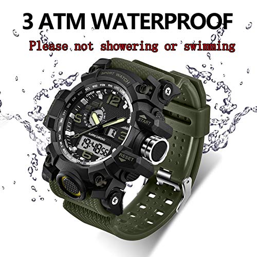 Relógios masculinos esportivos, com cronômetro, LED, eletrônico, analógico, dois horários, ambientes