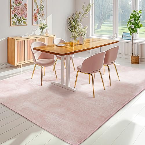 Washable Rug 6x9 Area Rugs for Living Room - Stain Resistant Non-Slip Backing Boho Rug for Bedroom,Durable & Ultra-Thin Vintage Large Area Rug(6x9,Pink)