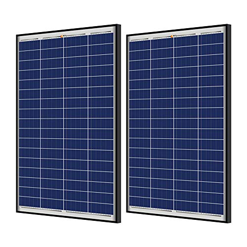 RICH SOLAR 2 Pieces 100 Watt 12 Volt Polycrystalline Solar Panel Black Frame for RV Trailer Camper Boat Off Grid