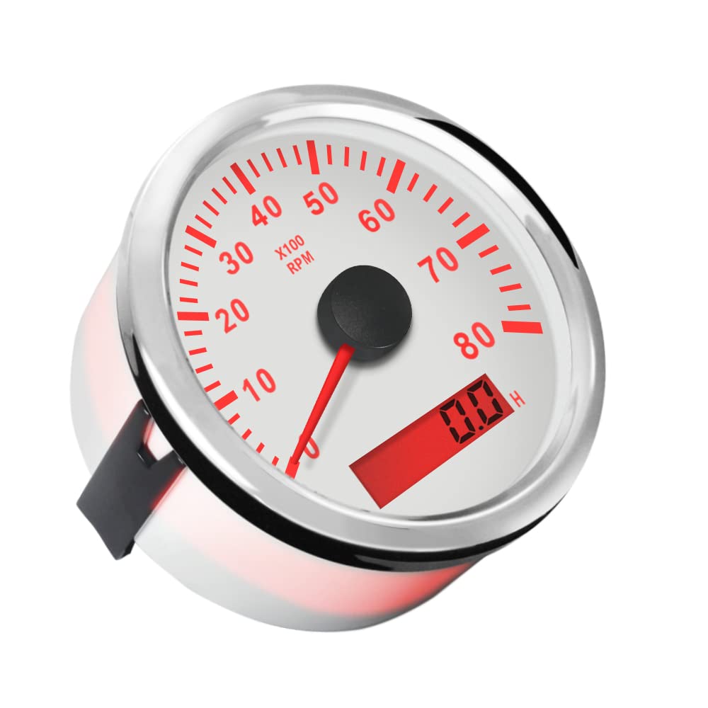 85mm Marine Tachometer With LCD Hour Meter 0-8000 RPM Red Backlight 12V/24V From Tachometer - Price 26.26 - View #6