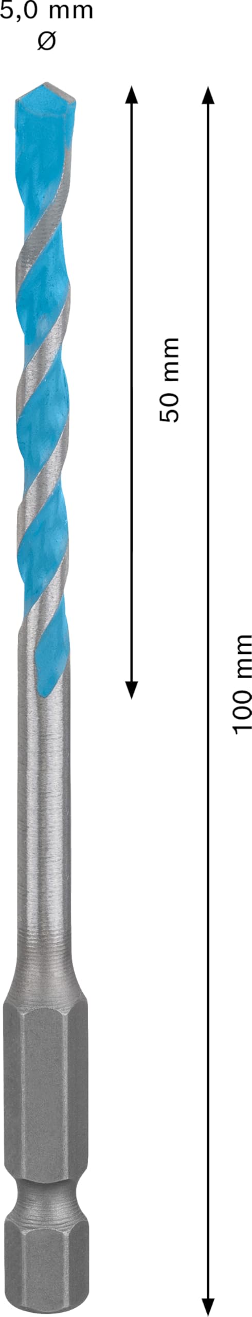 Bosch Professional 1x EXPERT HEX-9 MultiConstruction Delme Uçları (Beton, Yumuşak döşemeler, Çelik, Yumuşak ahşap, Plastik, Ø 5,00x100 mm, Aksesuar Döner Matkap/Vidalamalar)