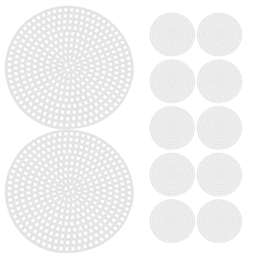 LALAFINA Plastic Mesh Canvas Sheets 12pcs Round Canvas 7.86 Inch Cross Stitch Aida Mesh Screen for Needlework Embroidery Yarn Knit DIY Crochet Projects