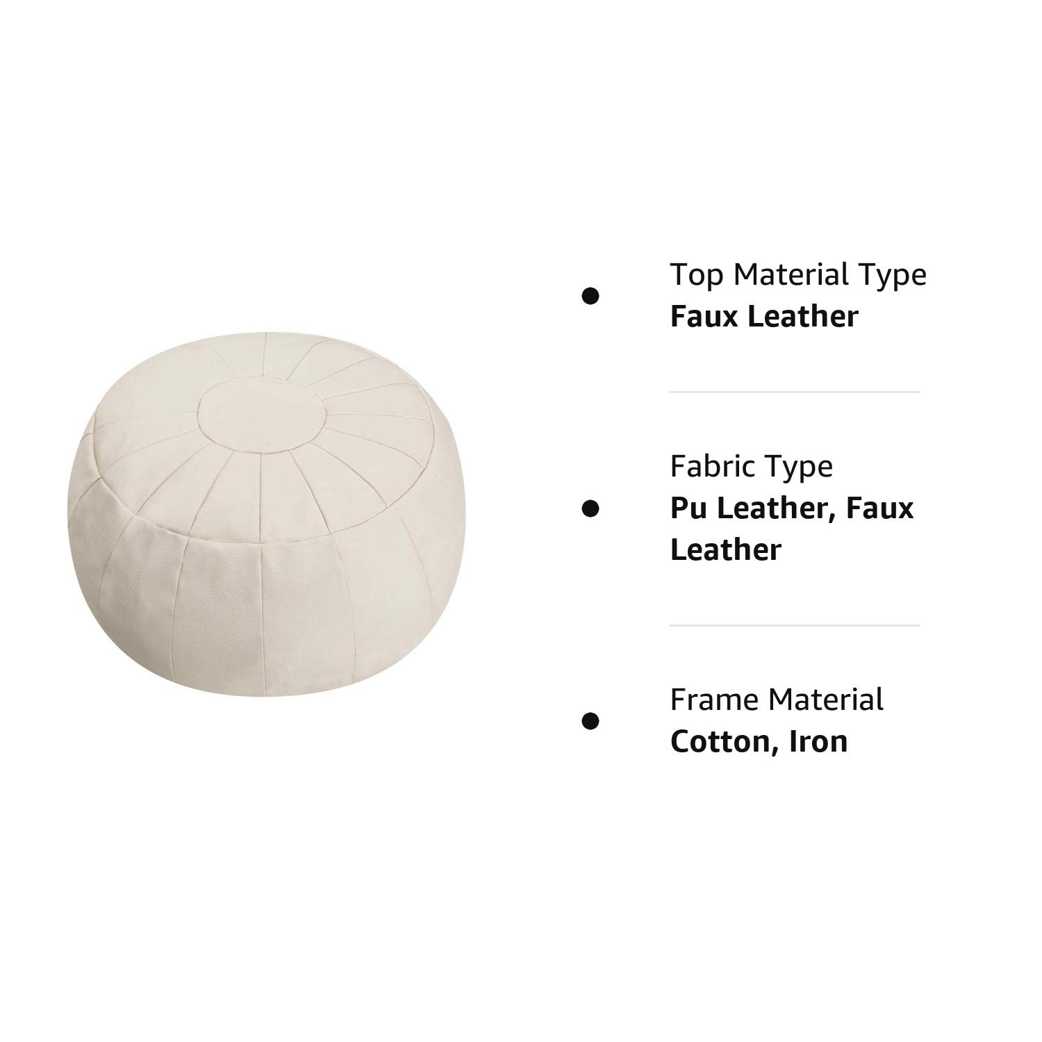 ROTOT Unstuffed Pouf Cover, Ottoman, Bean Bag Chair, Foot Stool, Foot Rest, Storage Solution or Wedding (Empty & New) (Cream)